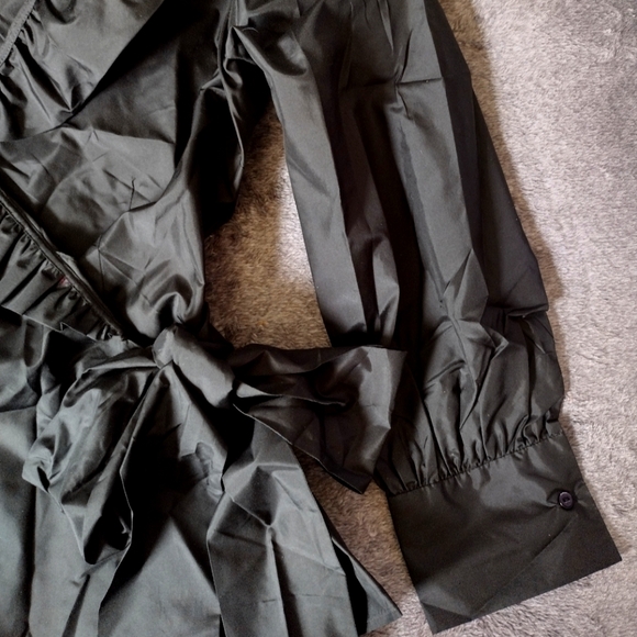 J Peterman Silk Taffeta Ruffles Wrap Blouse Shirt Top Coverup Jacket - Picture 5 of 15